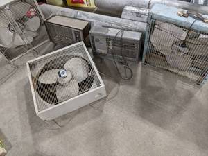 (3) Metal Box Fans, and (2) Portabl...