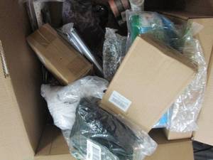 box of wooden letters, candy molds,...