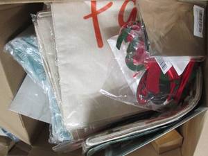 box of pillow covers, christmas bul...