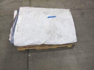 lot 513 image: 28 x 45 11 oz. White Vinyl Tarp w Advertisement  Reused Billboard  13 mil Heavy Duty - A Grade