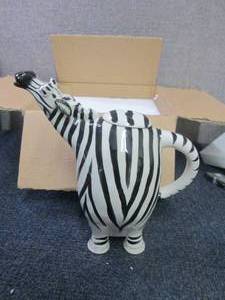 lot 32 image: Ceramic Zebra Teapot...