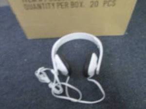 lot 314 image: Box of 20 White Adjustable Headphon...