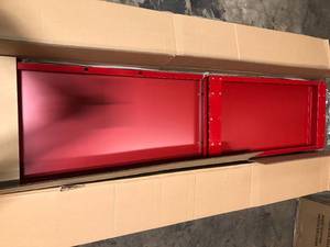 Husky Ready-to-Assemble 24-Gauge Steel Freestanding Garage Cabinet in Red (36 in. W x 72 in. H x 18 in. D) - good condition - review all pictures