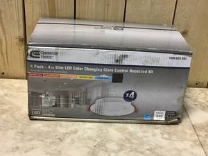 Slim Baffle 4 in. Color Selectable New Construction and Remodel Canless Recessed Integrated LED Kit (4-Pack) by Commercial Electric Customer Returns See Pictures