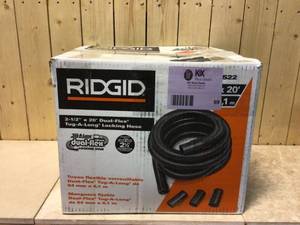 2-12 in. x 20 ft. Dual-Flex Tug-A-Long Locking Vacuum Hose for RIDGID WetDry Shop Vacuums by RIDGID Customer Returns See Pictures