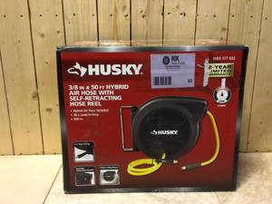 38  X 50Ft. Hybrid Air Hose with Self-Retracting Hose Reel by Husky Customer Returns See Pictures