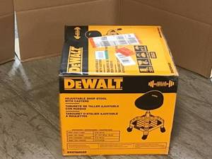 24 in. H x 16 in. W x 16 in. D Adjustable Shop Stool with Casters by DEWALT Customer Returns See Pictures
