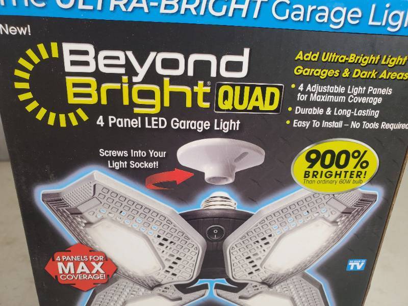 lot 34 image: New Beyond Bright Quad 4 Panel LED Garage Light