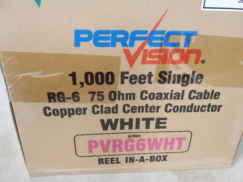 lot 50B image: New Spool of RG-6 Coaxial Cable - 1,000 ft