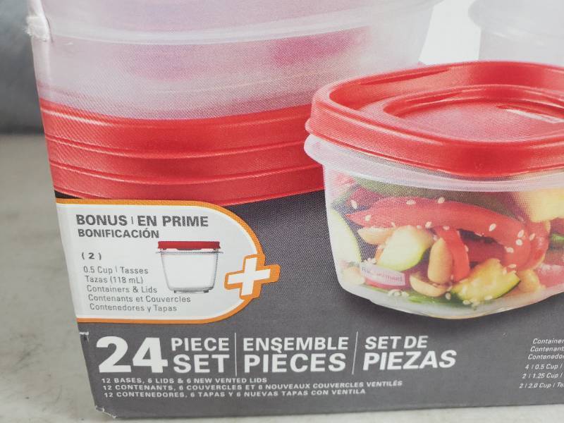 lot 112 image: New Rubbermaid Easy Find Lids 24 Piece Set
