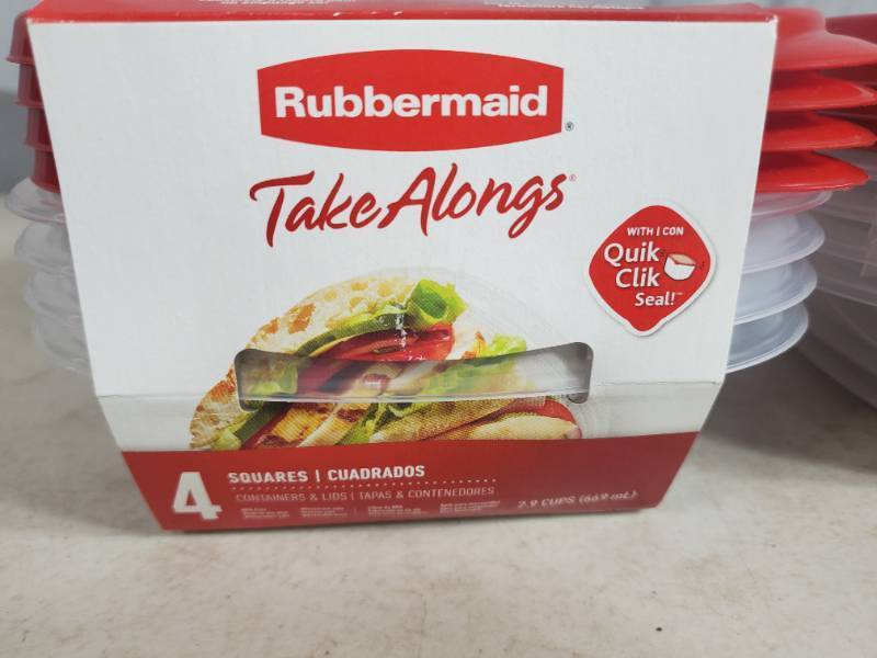lot 177 image: 12 New Rubbermaid Take Along Containers with Lids