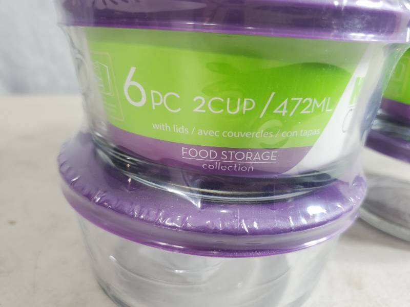 lot 226 image: 2 New 6 Piece Kitchen Classics Glass Food Storage Sets