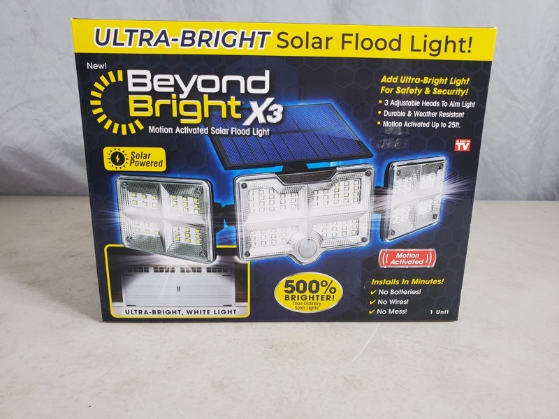 lot 6 image: New Beyond Bright x3 Motion Activated Solar Flood Light