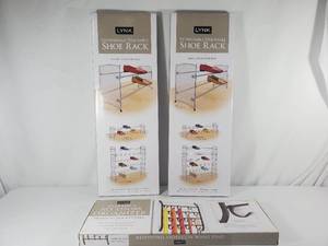 lot 136 image: New Over the Door Rack and 2 New ExpandableStackable Shoe Racks