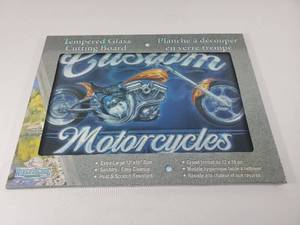 lot 142 image: New Custom Motorcycle Tempered Glass Cutting Board