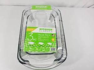 lot 143 image: New Kitchen Classics 3 Piece Glass Baking Set