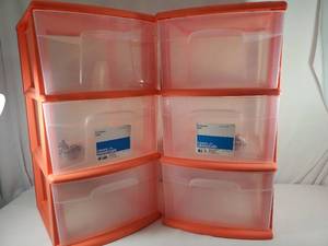 lot 194 image: 2 New 3 Drawer Organizers with Optional Wheels