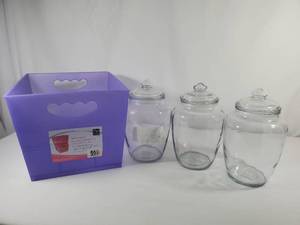 lot 196 image: 3 New Large Anchor Jars and New Totes