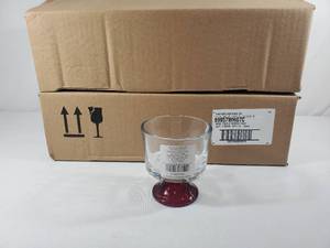lot 235 image: 2 New Cases of Anchor Hocking Mini Truffle with Red Foot Dishes