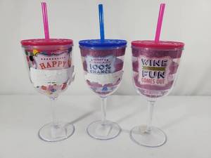 lot 241 image: 3 New Cute Wine Tumblers