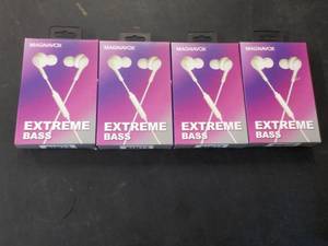 lot 128 image: 4 Magnavox Extreme Bass Earbuds wit...