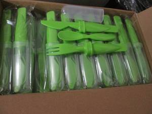 lot 81 image: Case of 50 Lime Green Plastic Cutle...
