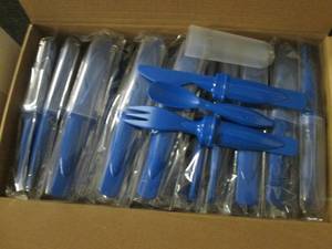 lot 84 image: Case of 50 Royal Blue Plastic Cutle...