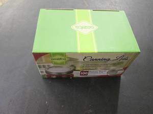 lot 94 image: Box of 100 wide Mouth Canning Lids...