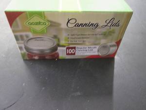 lot 96 image: Box of 100 wide Mouth Canning Lids...