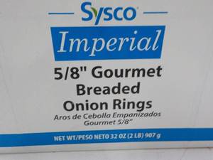 lot 247 image: 32 oz Box Frozen Breaded Onion Ring...