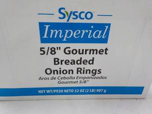lot 249 image: 32 oz Box Frozen Breaded Onion Ring...