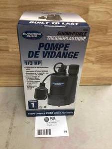 Superior Pump 13 HP Submersible Thermoplastic Sump Pump Open box