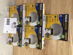 5 units of Halo RL 4 in. White Bluetooth Smart Integrated LED Recessed Ceiling Light Trim, Tunable CCT (2700K-5000k) Open box