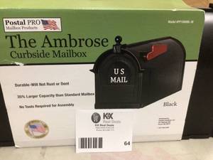 Postal PRO Ambrose Black Post Mount Mailbox Open box