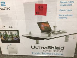 lot 1 image: Seville Classics 36 in. x 24 in. UltraShield Acrylic Tabletop Protective Sneeze Shield Open box