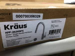 lot 39 image: KRAUS Oletto Spot Free Stainless Steel Finish Dual Function Pull Down Kitchen Faucet