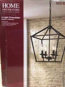 lot 95 image: Home Decorators Collection Weyburn 4- Light Bronze Caged Chandelier