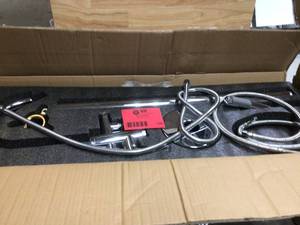 lot 100 image: AKDY 1-Handle Freestanding Floor Mount Roman Tub Faucet Bathtub Filler with Hand Shower in Chrome
