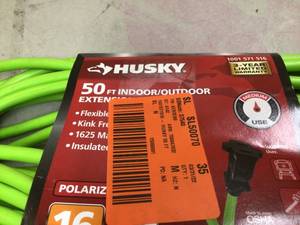 lot 9 image: Husky 50 ft. 162 IndoorOutdoor Extension Cord, Green Open box