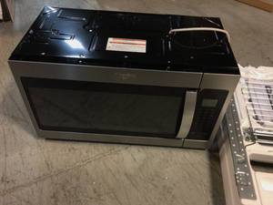 lot 110 image: Whirlpool 1.9 cu. ft. Over the Range Microwave in Fingerprint Resistant Stainless Steel with Sensor Cooking Open box customer returns see pictures