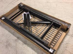 lot 111 image: Husky black 3 tier heavy duty shelf open box customer return see pictures