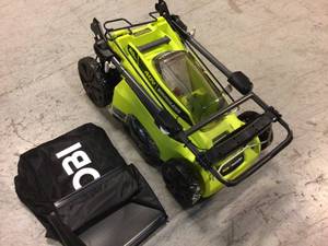 lot 112 image: RYOBI 40V Brushless 20 in. Battery Walk Behind Push Lawn Mower (Tool Only) Customer Returns see pictures