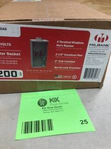 Milbank 200 Amp 4-Terminal Horn Bypass Ringless Overhead Meter Socket