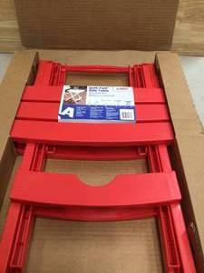 Adams Manufacturing Quik-Fold Cherry Red Resin Plastic Outdoor Side Table Open box