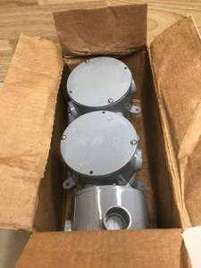 Carlon 34 in. PVC Type-X Round Junction Box with Cover