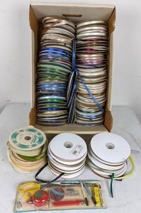 Assortment of Over 80 Spools of Classic Ribbon