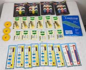 Assortment of Craft Supplies Puff Paint, Chaco Liner, Chaco Liner Refills, Fabric Markers and O-Weights