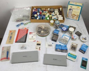 Assortment of Sewing Accessories Various Dual Duty Spools of Thread, Gingher Scissors, Soft Tape Measures, Dress Marker Pins, and More