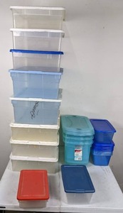 Set of 21 Various Plastic Storage Totes