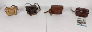 Set of 4 Vintage Cameras Kodak, Halina, Bolsey and AGFA Karat